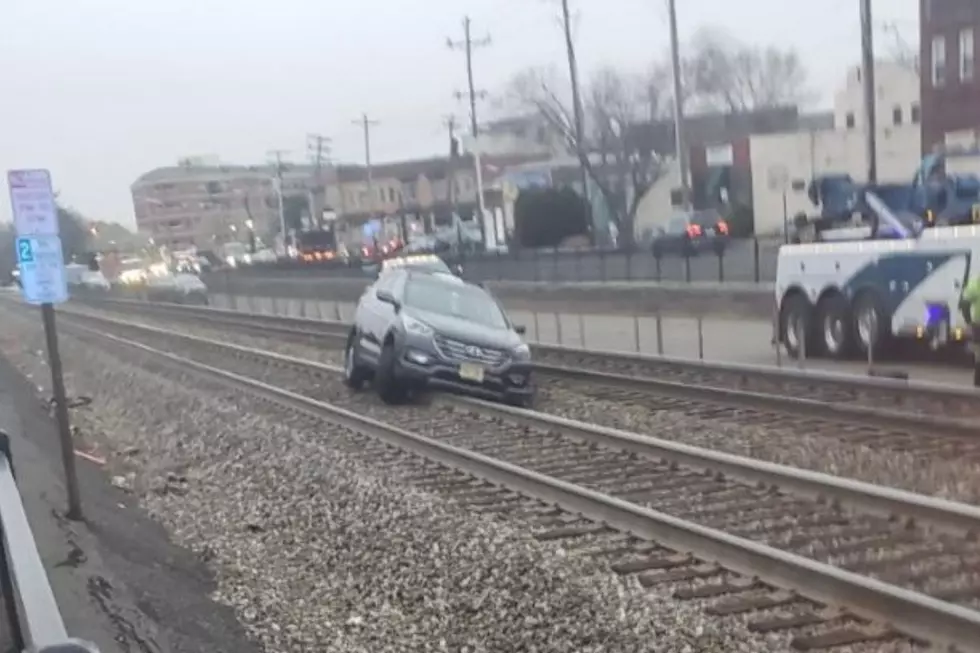 SUV on the tracks near NJ Transit's Rutherford station 3/27/24
