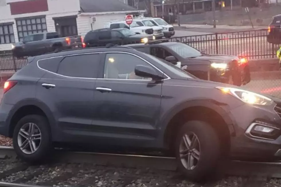 SUV on the tracks near NJ Transit's Rutherford station 3/27/24