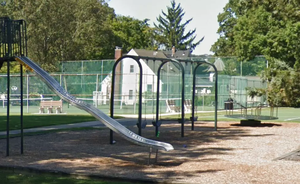 Old school slide at a playground in Rumson, Monmouth County, NJ