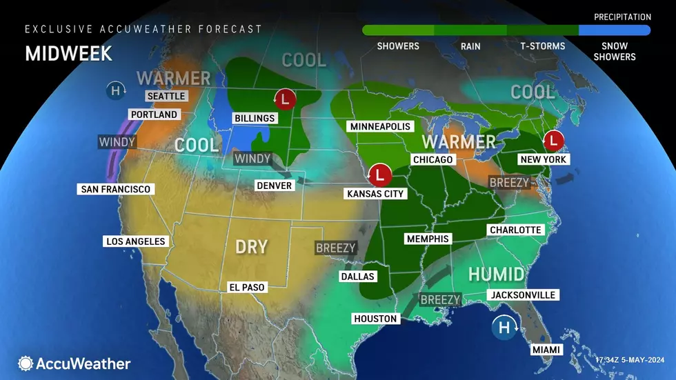 Unsettled weather kicks up again on Wednesday, with an increased risk of stormy weather. (Accuweather)