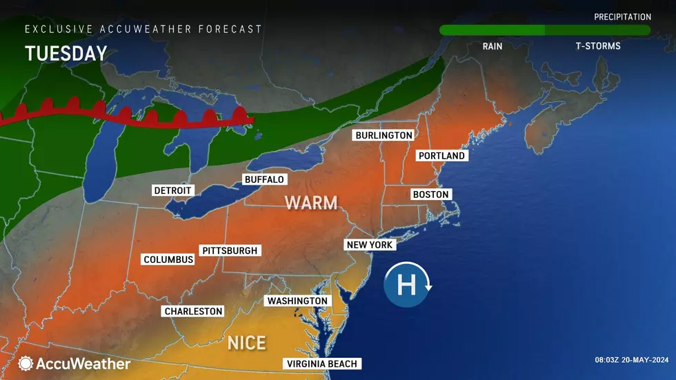 As high pressure shifts Tuesday and winds become southerly, temperatures will warm up even more. (Accuweather)