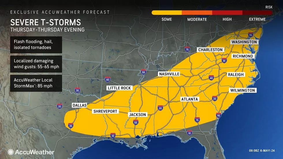 The grand finale of this unsettled week of weather will be rain and potential thunderstorms on Thursday. (Accuweather)