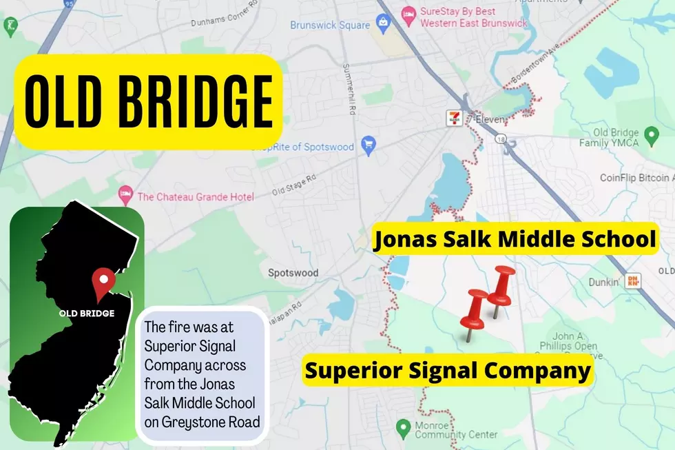 Map shows location of Superior Signal Company and the Jonas Salk Middle School in Old Bridge