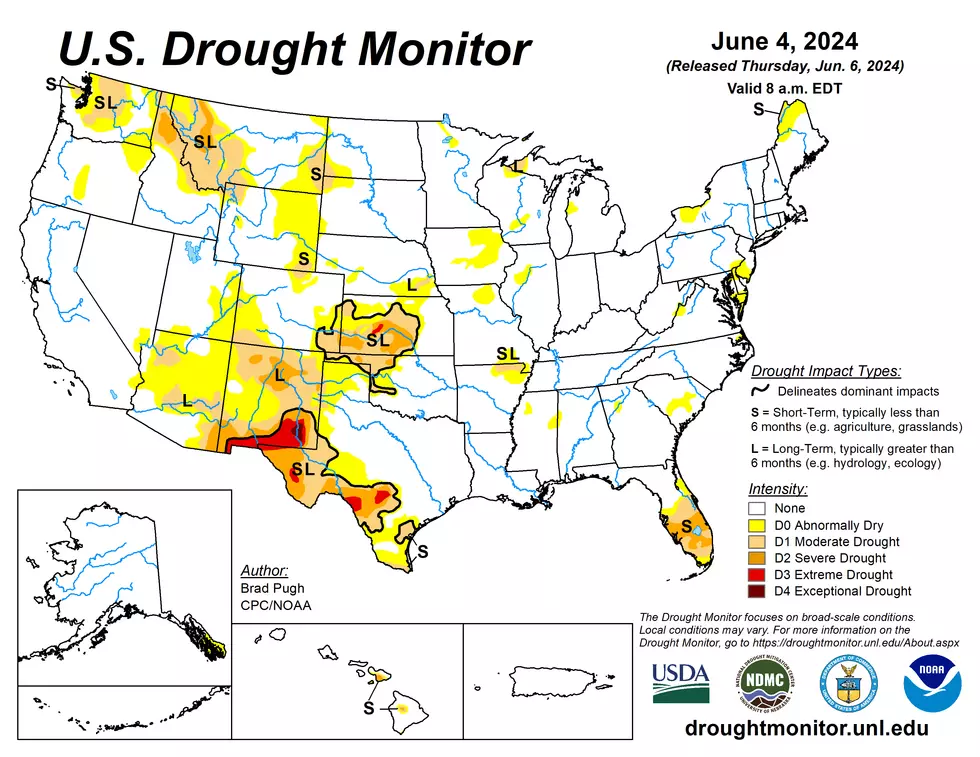 The U.S. Drought Monitor from June 4, 2024 shows serious conditions over southern New Mexico, and only a "blip" of drought over New Jersey. (National Drought Mitigation Center)