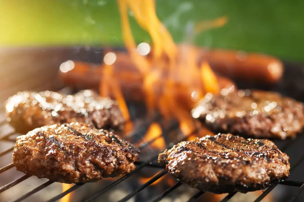 Hot dogs and hamburgers on the grill