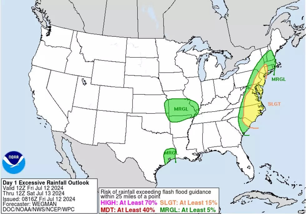 Heavy rain is likely for much of the Atlantic coast Friday into Saturday, including in New Jersey. (NOAA / WPC)