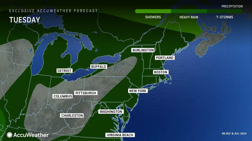 Tuesday stays steamy, with a chance of a popup thunderstorm too. (Accuweather)