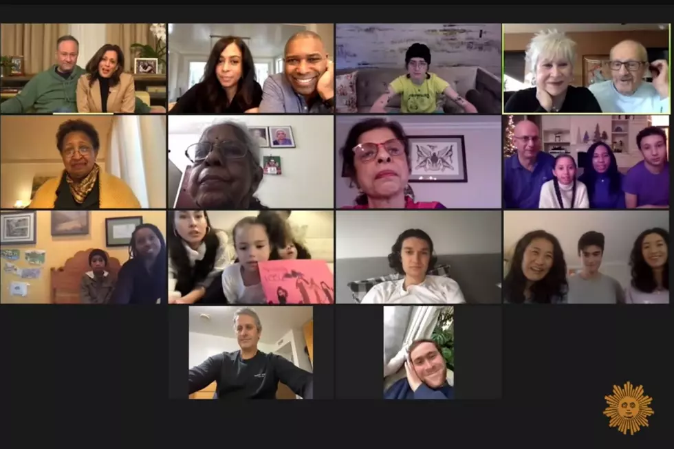 Harris and Emhoff family in a Zoom call (CBS Sunday Morning via Youtube) Kamala harris Douglas Emhoff