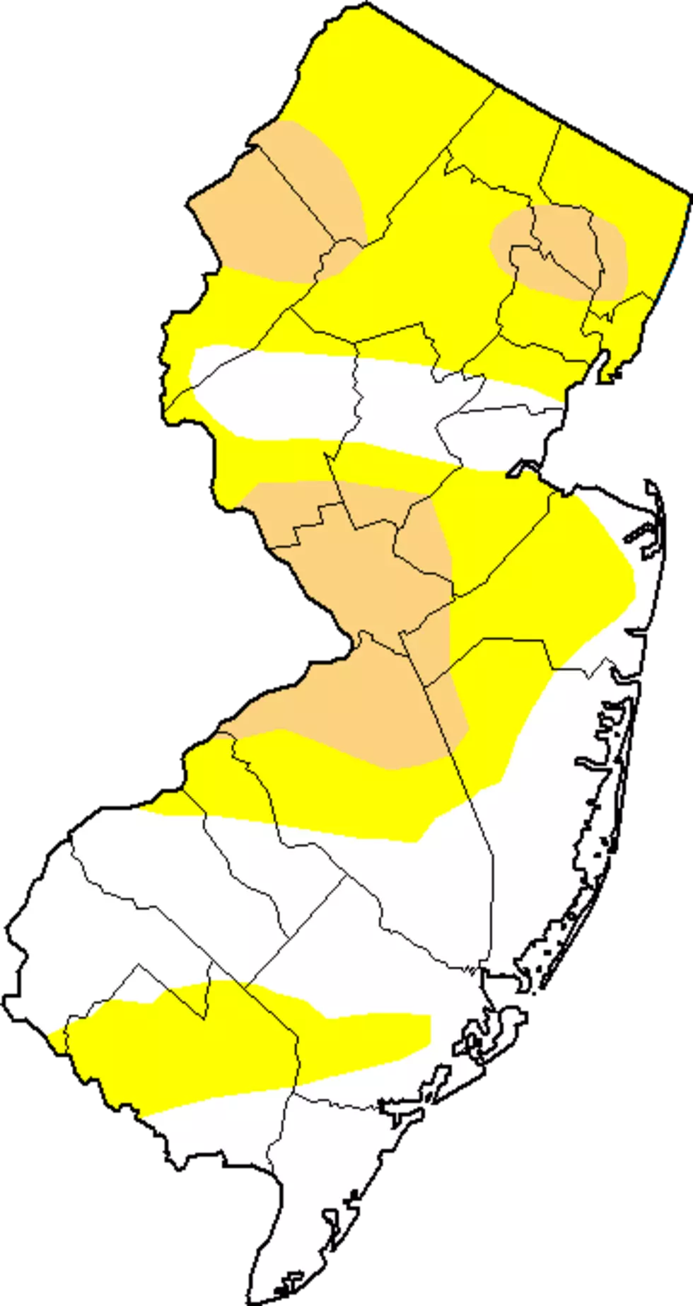 The Drought Monitor published July 16, 2024 shows numerous areas of Moderate Drought (orange) around New Jersey. (National Drought Mitigation Center)