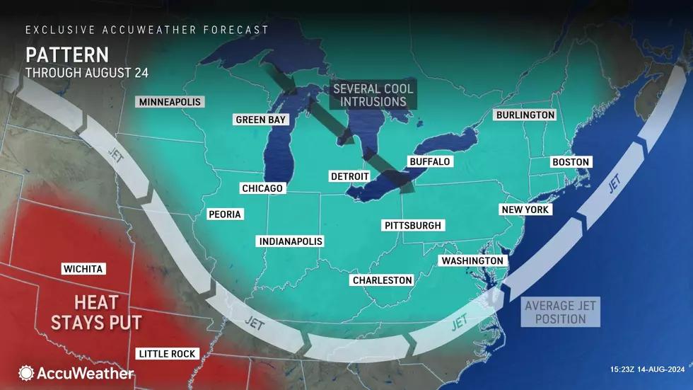 Next week's weather pattern is trending cooler and drier again, as high temperatures potentially scale back to the 70s. (Accuweather)