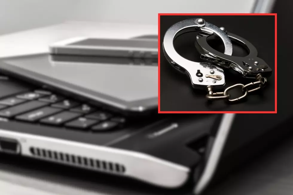 Digital devices, arrest (Canva, Townsquare Media Illustration)
