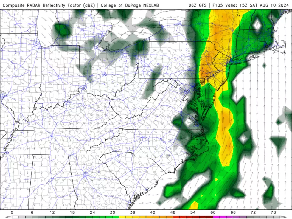 This GFS model forecast shows the heaviest deluge of rain this week arriving around late morning Saturday. (College of DuPage Meteorology)
