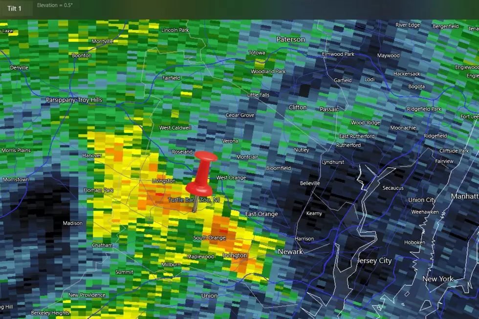 Radar image of thunderstorm that touched off a roof fire at the Sea Turtle Recovery Room at Turtle Back Zoo in West Orange 8/28/24