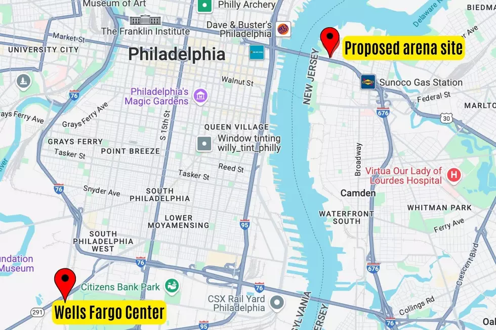 Philadelphia, Camden (Google Maps, Canva, Townsquare Media Illustration)