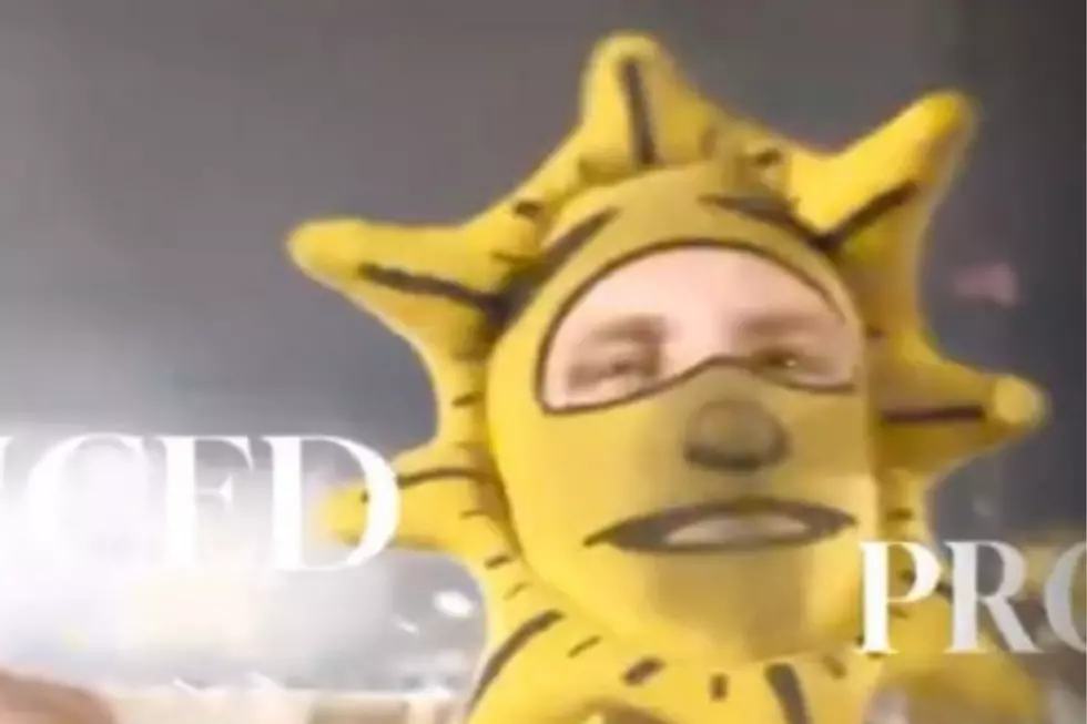 The sun or possible banana costume seen at the rally (Philadelphia police)
