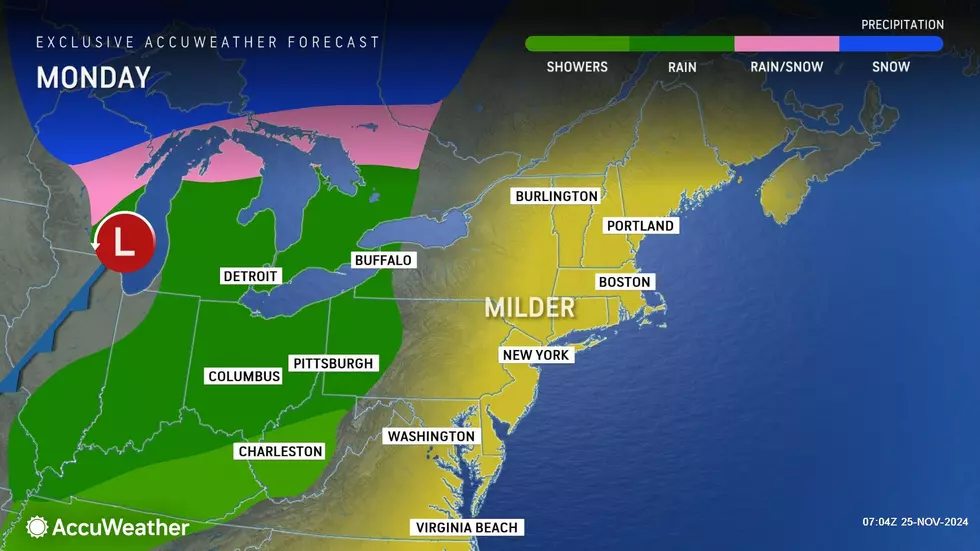 Monday looks like a nice late November day, with mostly sunny skies and highs in the 50s. (Accuweather)