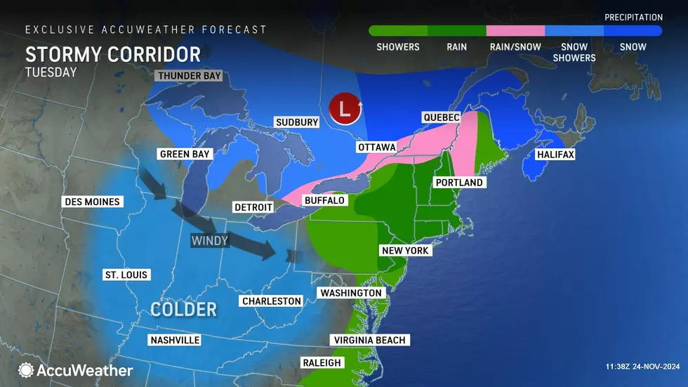 A quick round of rain is likely Tuesday morning, with clearing skies in the afternoon. (Accuweather)