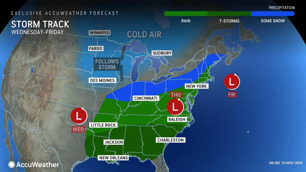 A broad storm system will make for a soggy Thanksgiving Day here in New Jersey, but little other weather impacts are expected. It's just rain. (Accuweather)