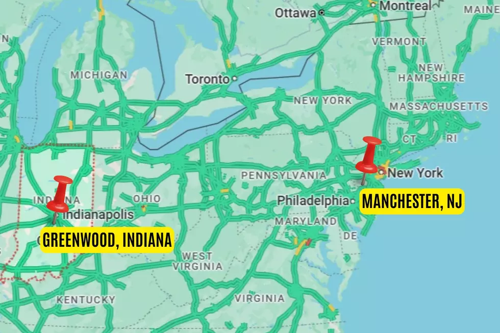 Map shows Greenwood, Indiana and Manchester, NJ
