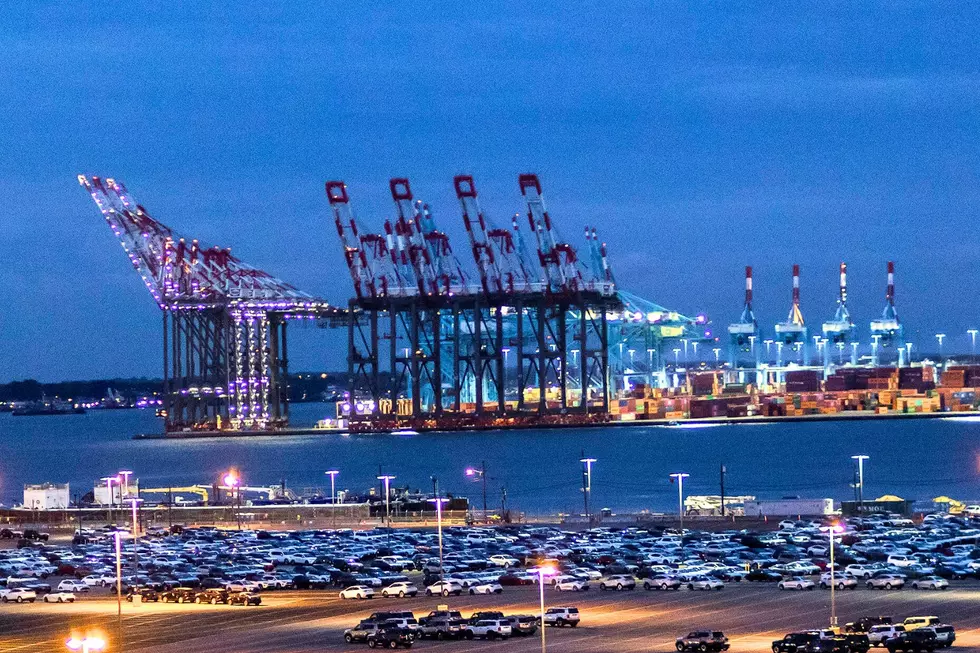 Cranes and shipping containers are seen at Port Newark during a port strike on Oct. 1, 2024, in Bayonne. (AP Photo/Eduardo Munoz Alvarez)