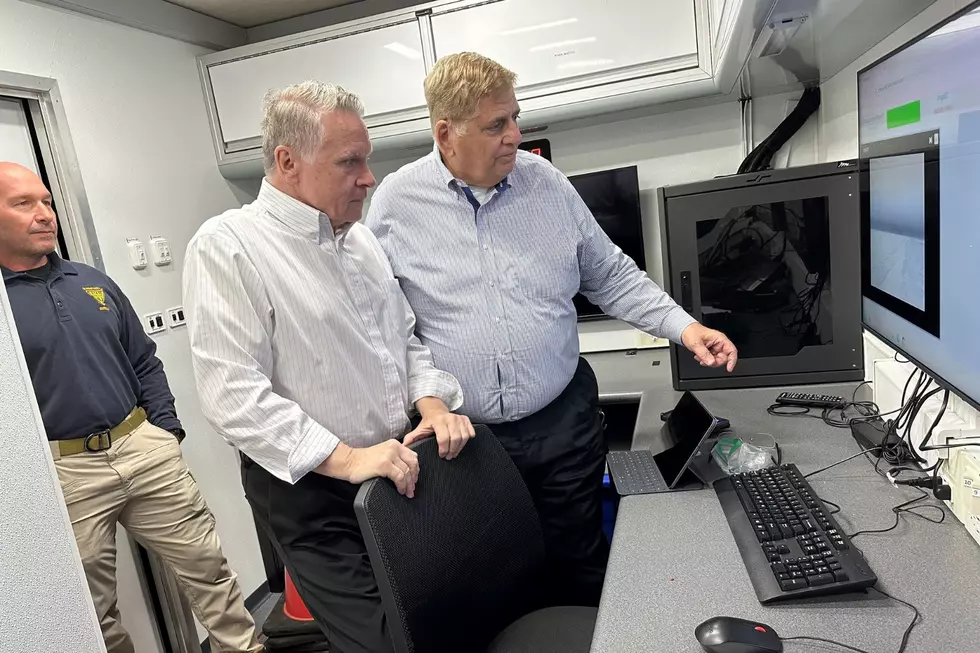 Rep. Chris Smith, Ocean County Sheriff Mike Mastronardy inside the in the Ocean County Sheriff’s Mobile Command Center on Island Beach State Park 12/9/24