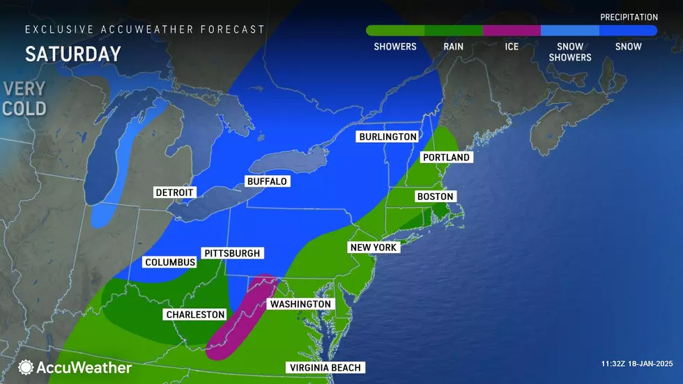 Saturday's weak storm system is almost exclusively a rainmaker for New Jersey. (Accuweather)