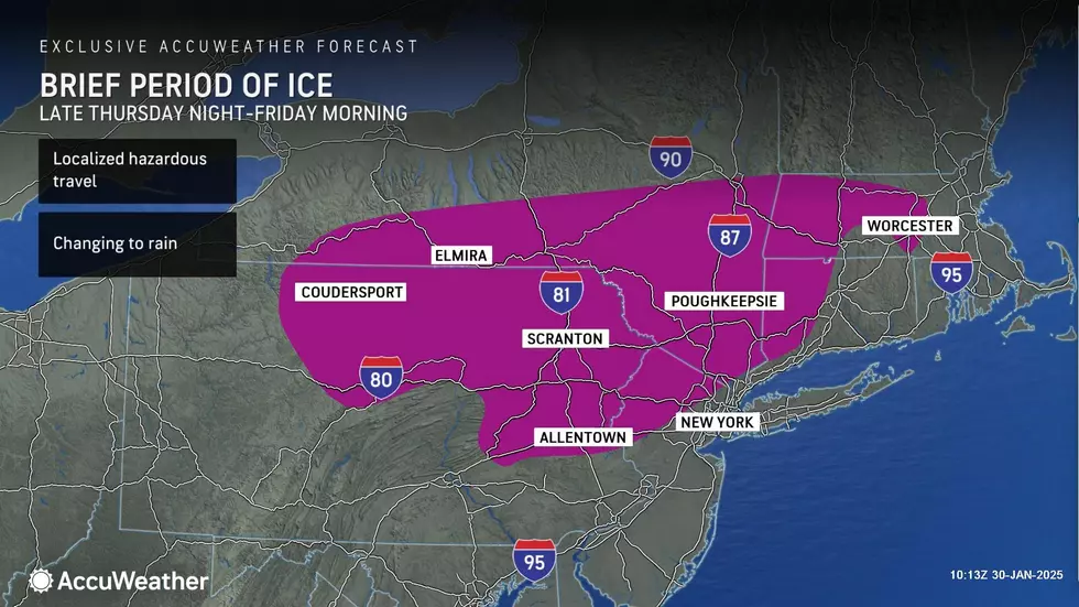 The chance of wintry mix — specifically freezing rain — looks to be limited to the northern third of New Jersey, approximately north of I-78. (Accuweather)