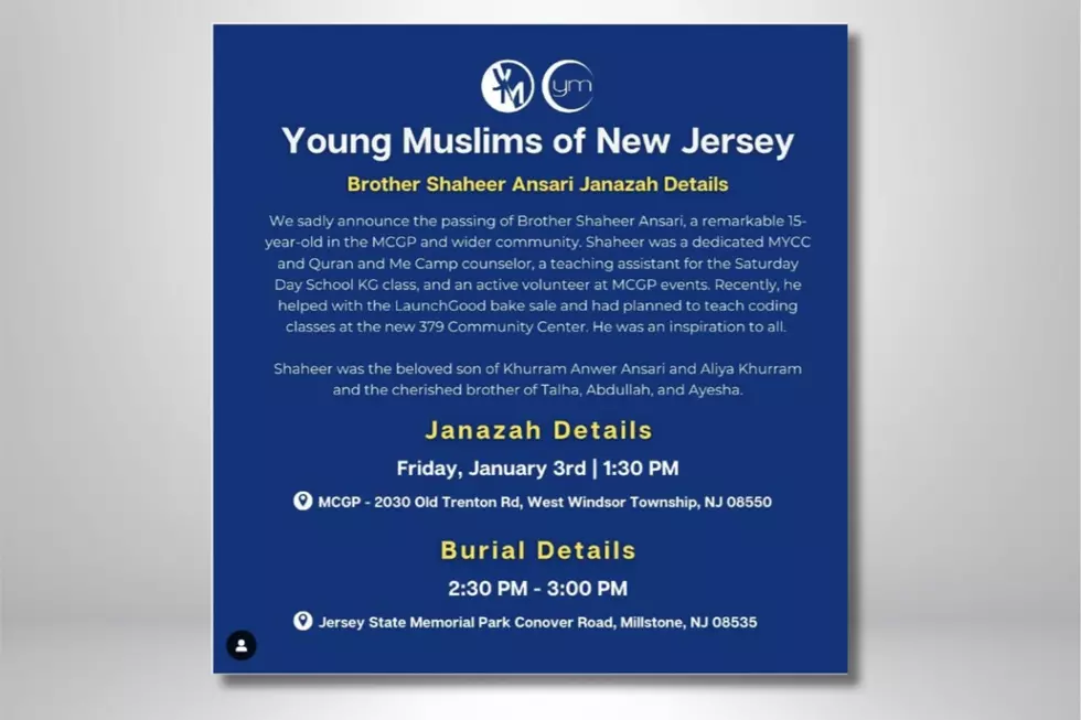 Announcement of Shaheer Ansari's death by the Muslim Center of Greater Princeton