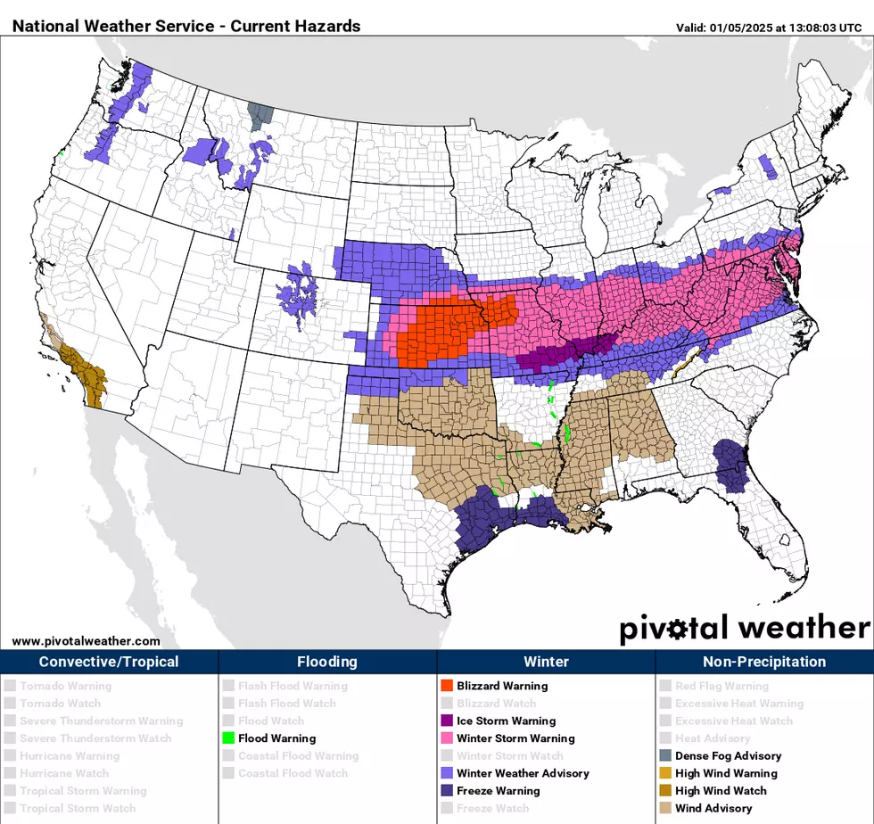 Weather alerts stretch from Colorado to New Jersey, as a powerful storm system drives in a variety of wintry impacts. (Tropical Tidbits)