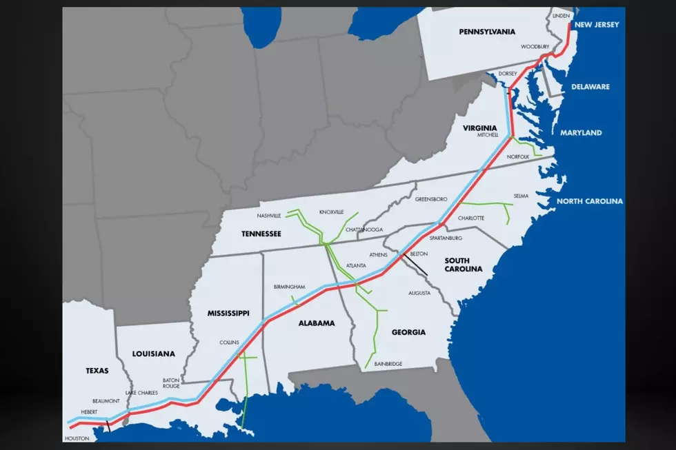 Map shows route of the Colonial Pipeline