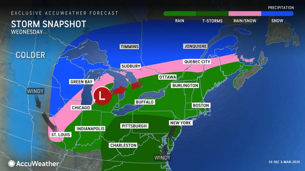 Wednesday turns wet and potentially stormy, from about mid-afternoon through the evening hours. (Accuweather)