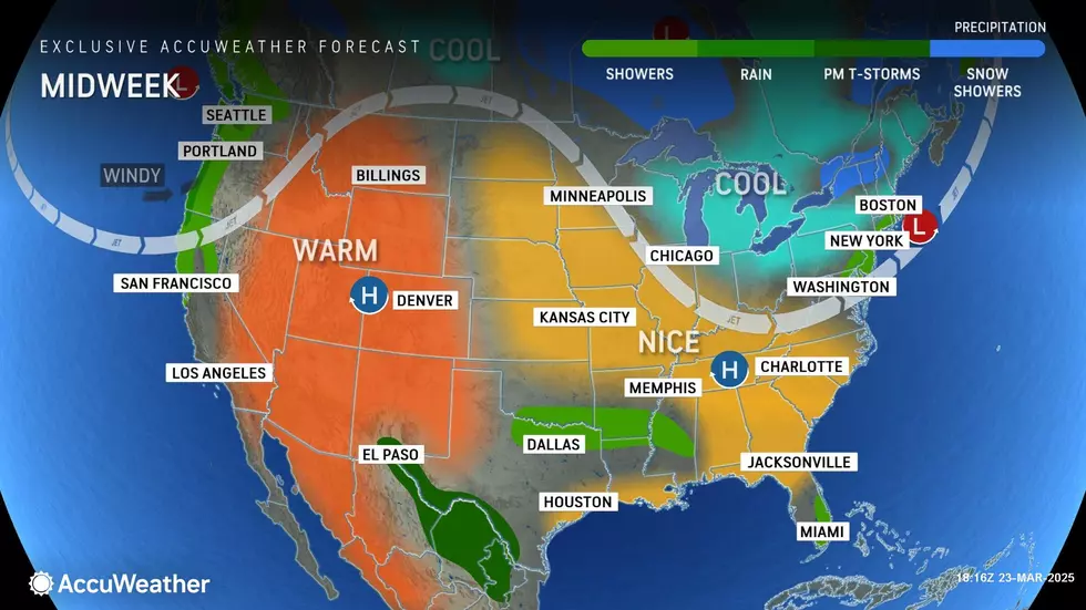 After another batch of rain showers Tuesday night, cooler air returns for Wednesday. (Accuweather)