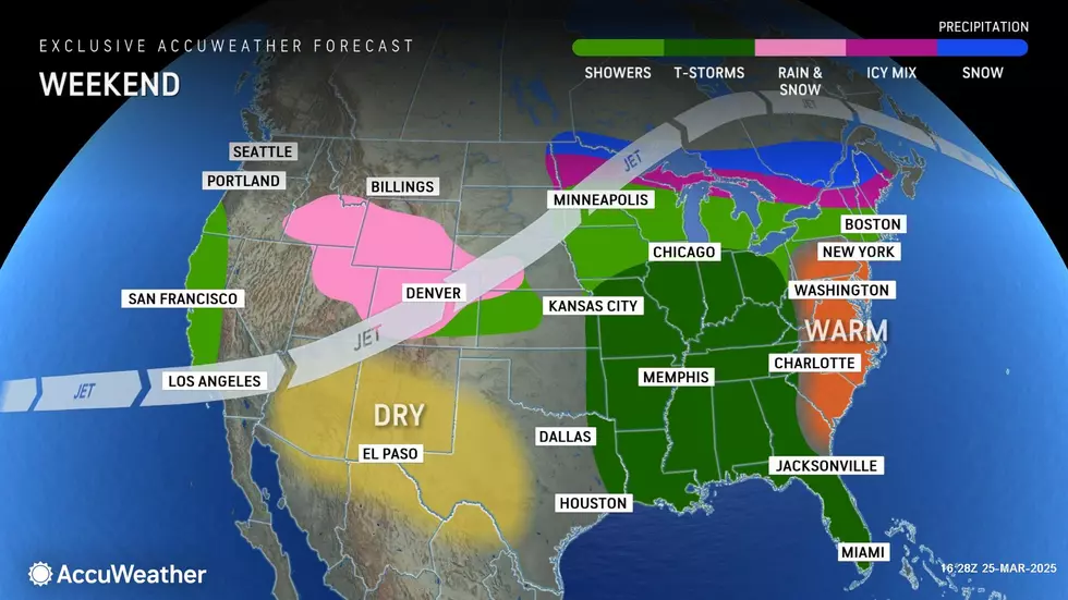 Sunday will still be unseasonably warm, but unsettled with clouds and showers around. (Accuweather)