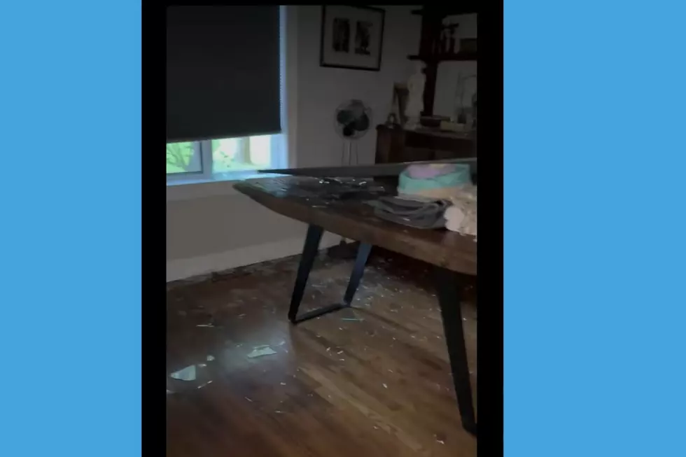 A deer crashed through the window of a Medford home early Monday morning, surprising its resident (Screenshot from Brian Carne's video reel via Facebook)