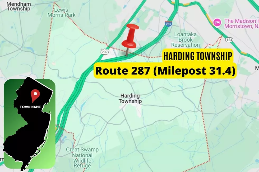 Map shows location of milepost 31.4 on Route 287 in Harding