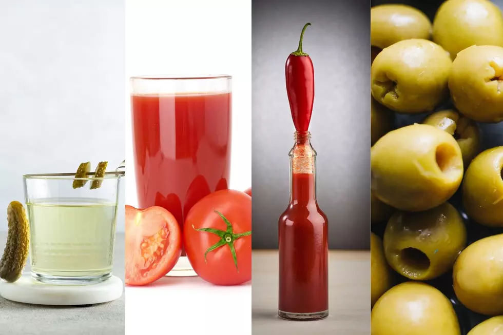Pickle Juice, Tomato Juice, Hot Sauce, Olives