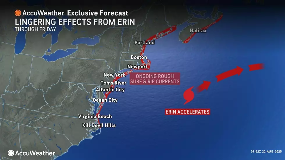 Although Hurricane Erin continues to pull farther away from the NJ coast, our surf will stay churned up for several more days. (Accuweather)