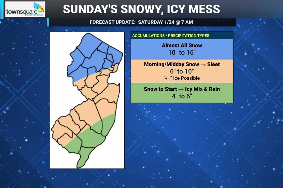 Heavy snow, perilous icing, and treacherous travel on track for NJ Sunday