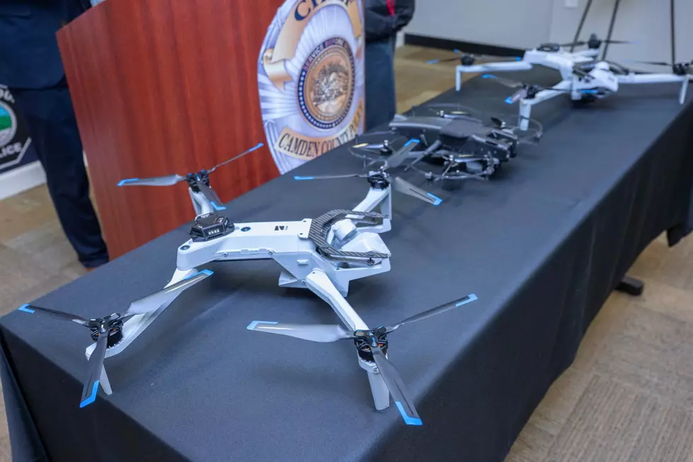 Camden County Police Department drones on display at a press conference on Jan. 6, 2026. (CamdenCountyNJ via Flickr)