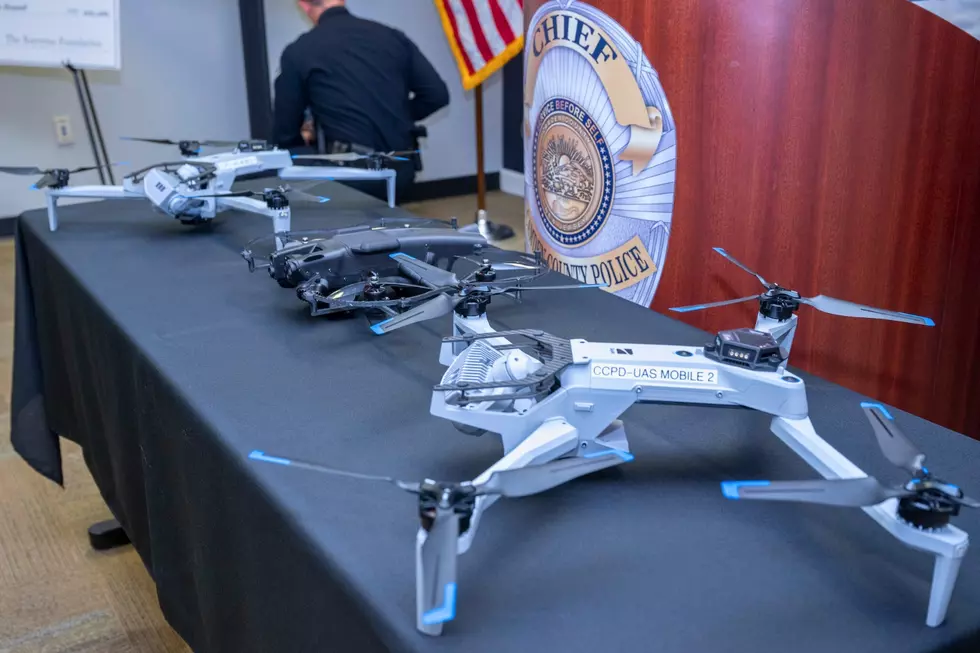 Camden County Police Department drones on display at a press conference on Jan. 6, 2026. (CamdenCountyNJ via Flickr)