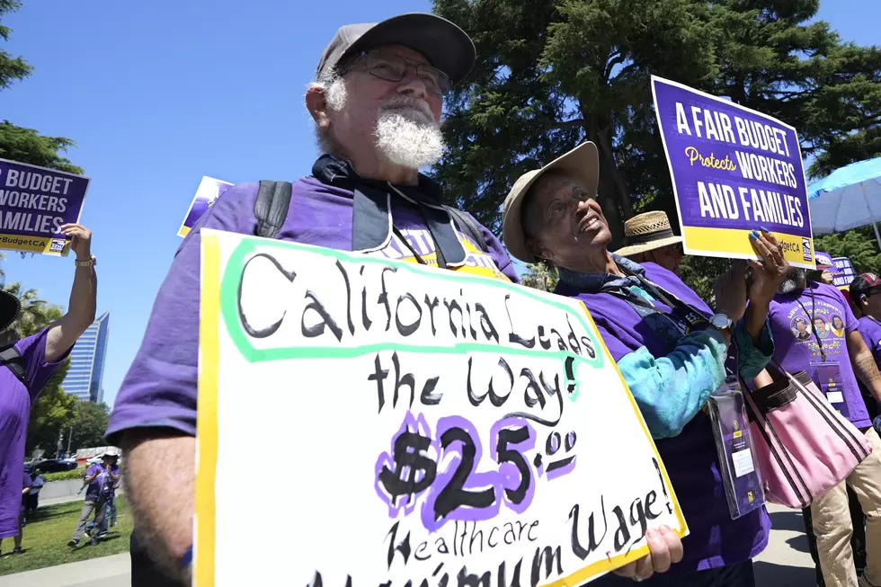 Activists push for a $25 minimum wage on June 11, 2024 in Sacramento, California. (AP Photo/Rich Pedroncelli, File)