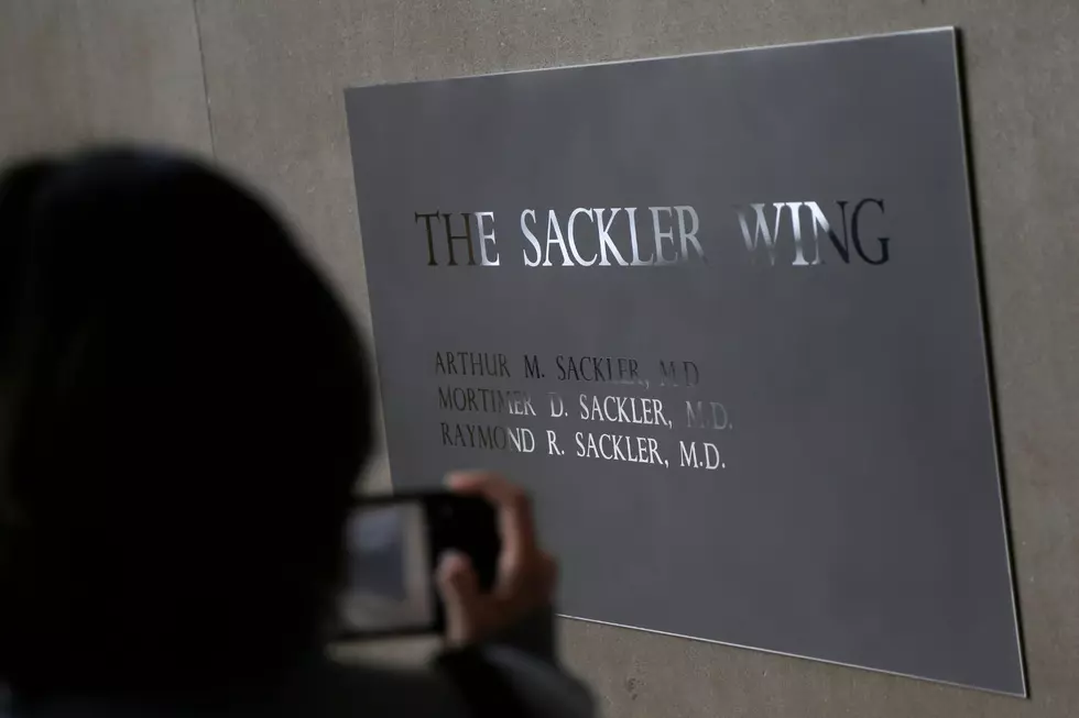 - A sign with some names of the Sackler family is displayed at the Metropolitan Museum of Art Jan. 17, 2019, in New York.