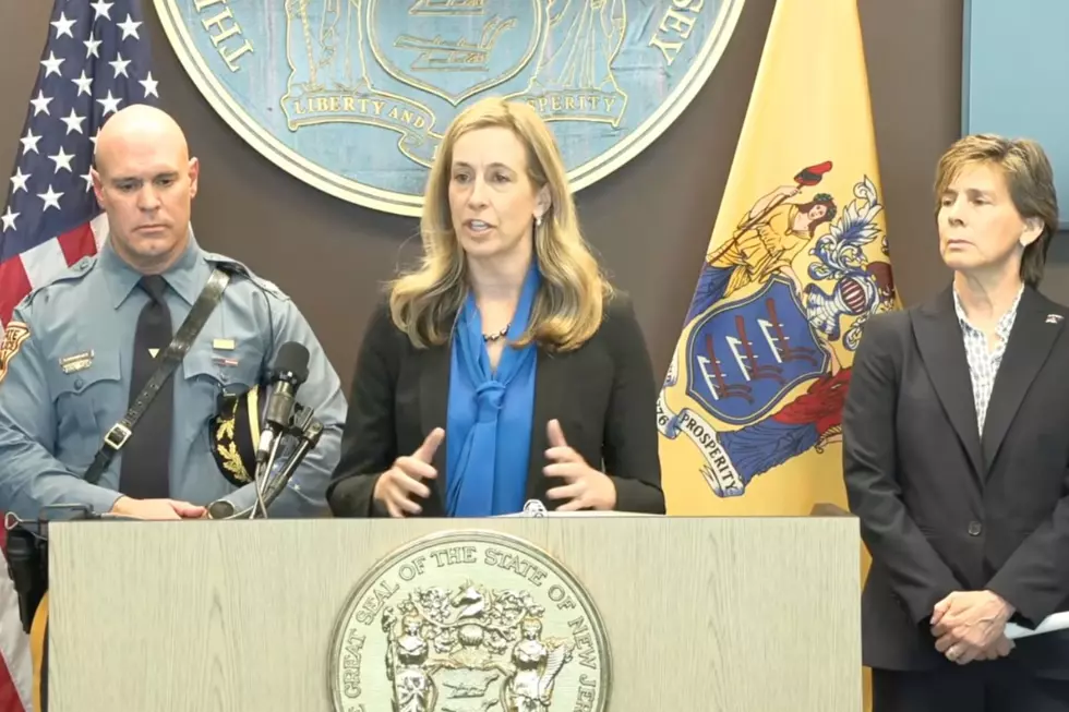 Gov. Mikie Sherrill joined by State Police, announcing peaceful protest zone outside Delaney hall (Gov. Office via Youtube)