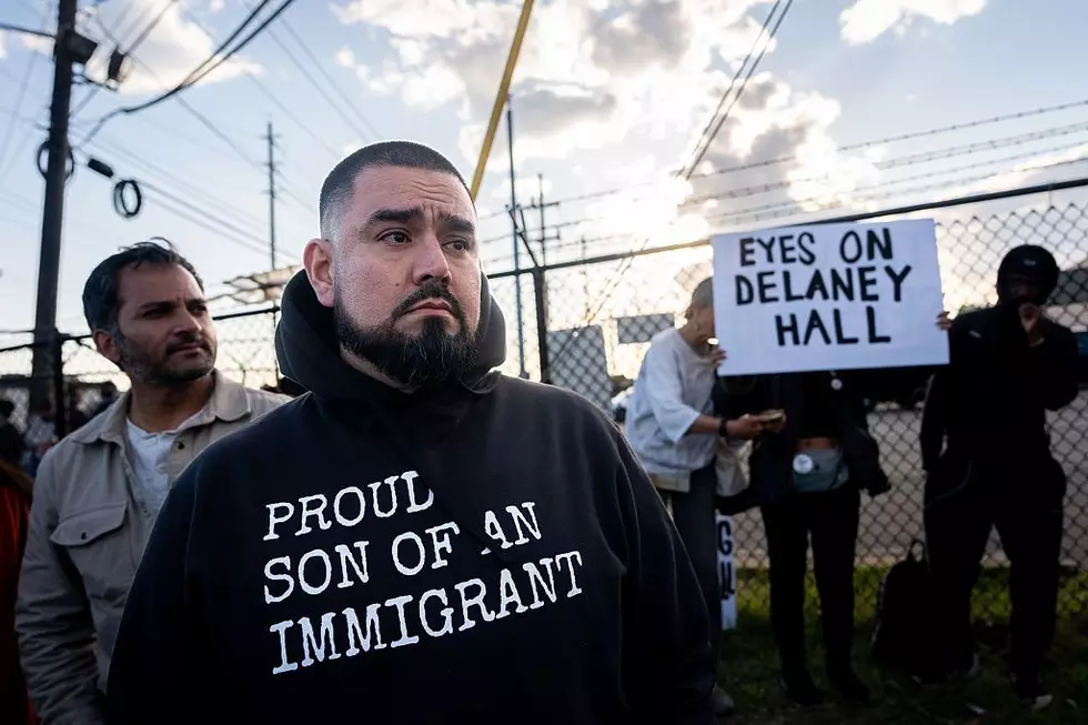 Protesters on June 1, 2026 outside Delaney Hall in Newark, NJ (Photo by Adam Gray/Getty Images)