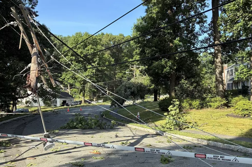 Fallen power lines and utility poles in Morris County (JCP&L)