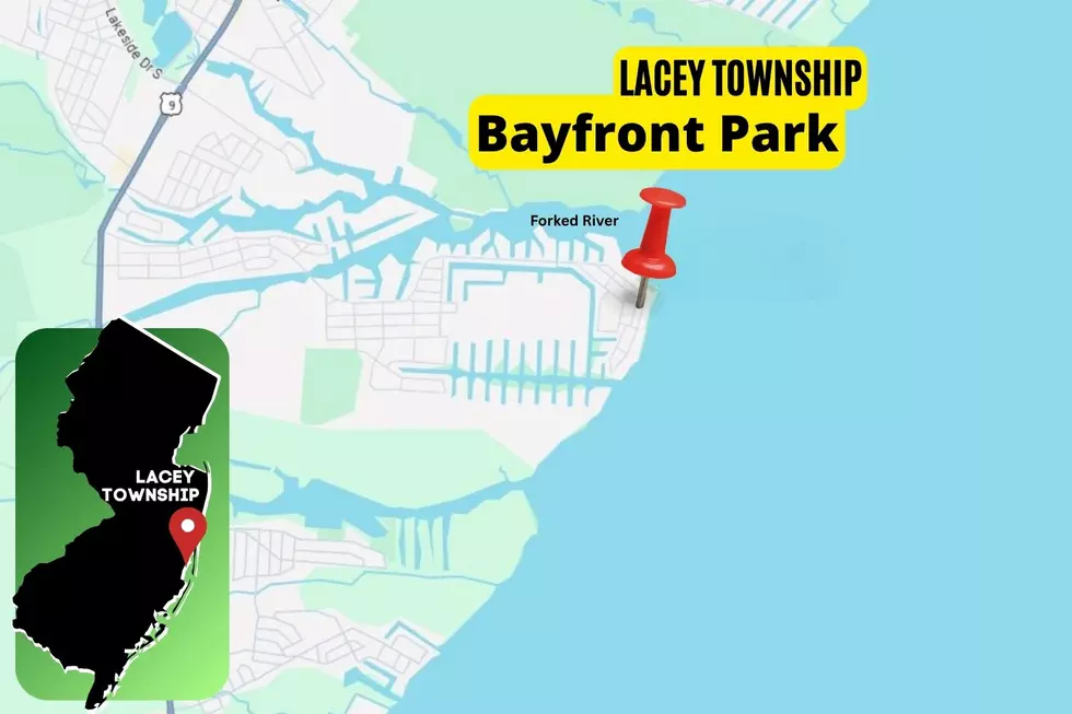 Map shows location of Bayfront Park in Lacey Township