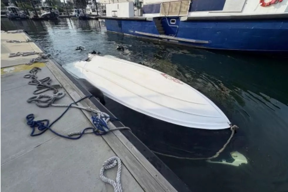 Boat after it capsized in NY Harbor Sat., Aug 8, 2026