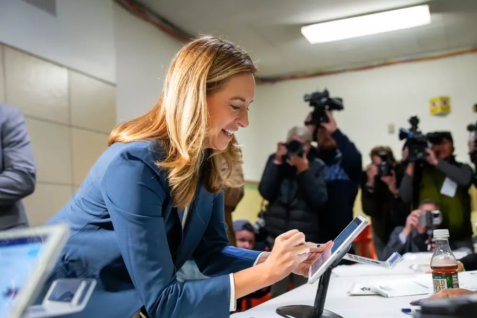 Then-gubernatorial candidate Mikie Sherrill arrives to cast her vote on Nov. 4, 2025, in Montclair. (Photo by Eduardo Munoz Alvarez/Getty Images)