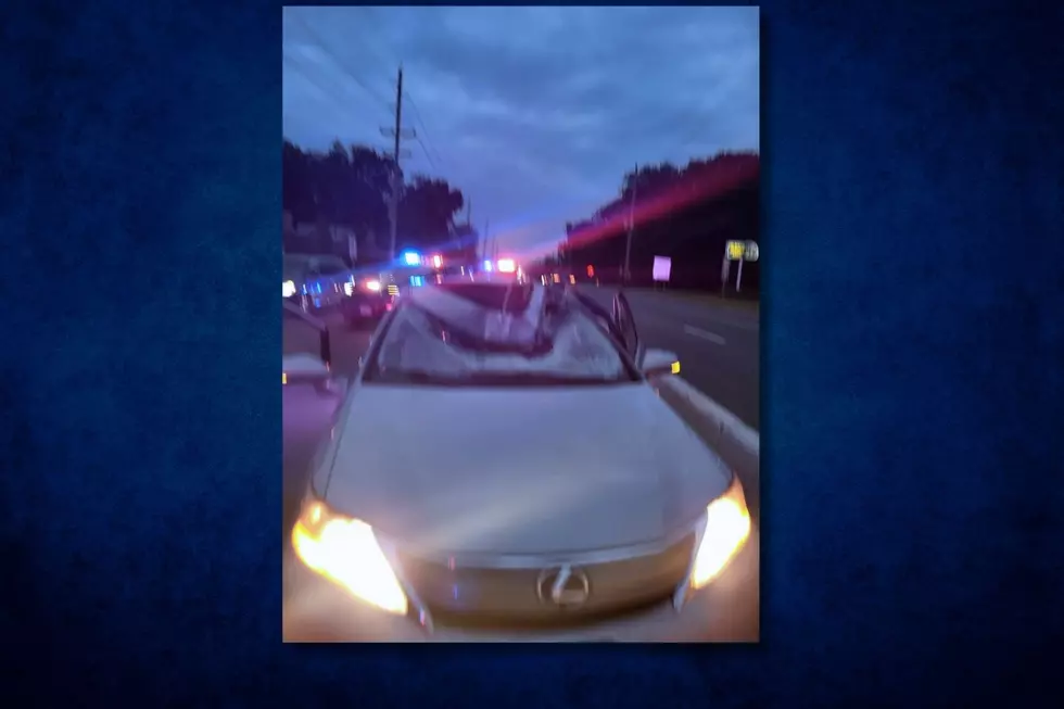 Car after being struck by a tire on Route 1 in South Brunswick Sun., Ausgust 30, 2026