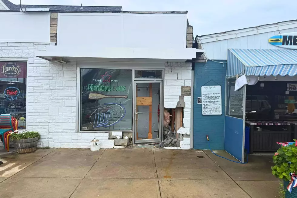 Damage to Cornerstone Wines & Liquors located next to Meg's Grill after a crash on Sat., Sept. 19, 2026